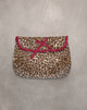 Image of Fold Over Makeup Bag in Leopard with Red Frill Bow