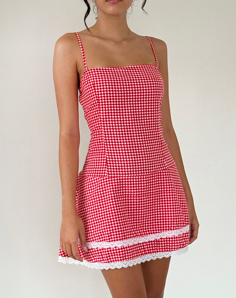 Image of Flossie Mini Dress in Red Gingham