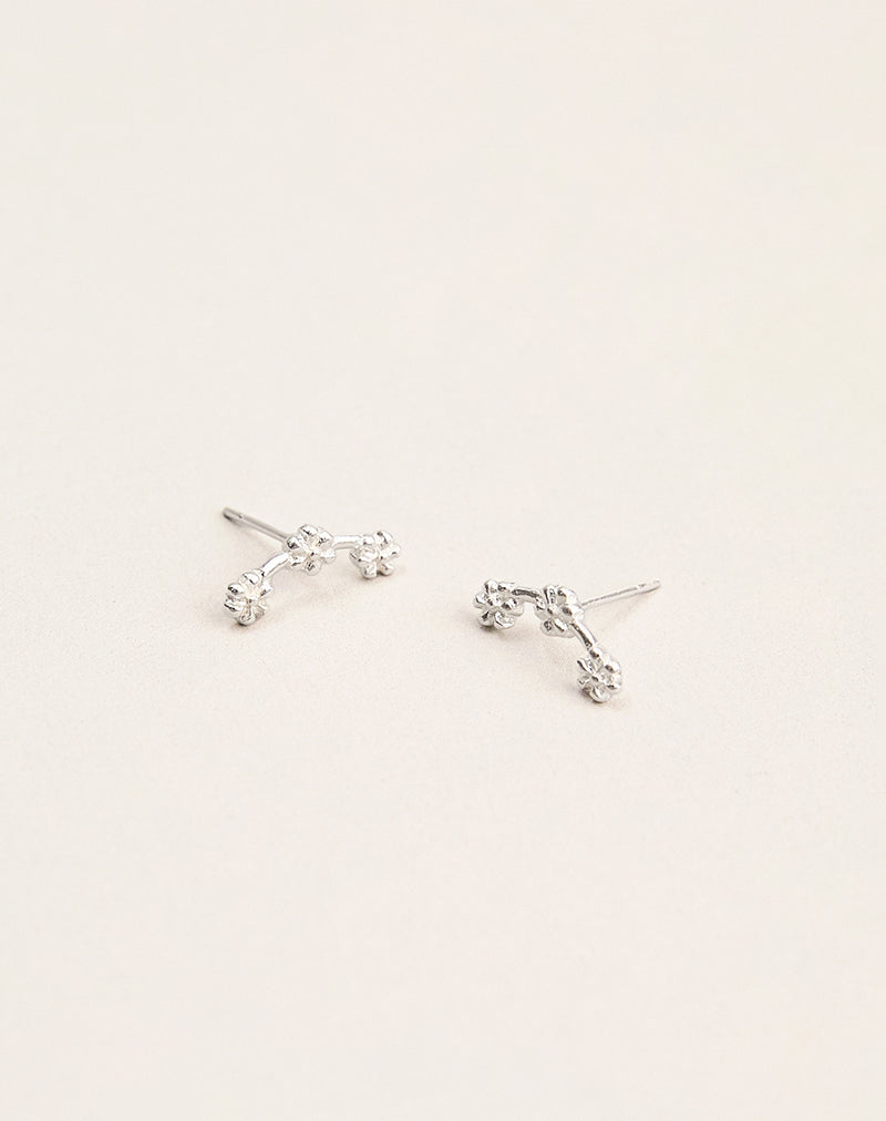 Sterling Silver Multi Flower Stud Earrings