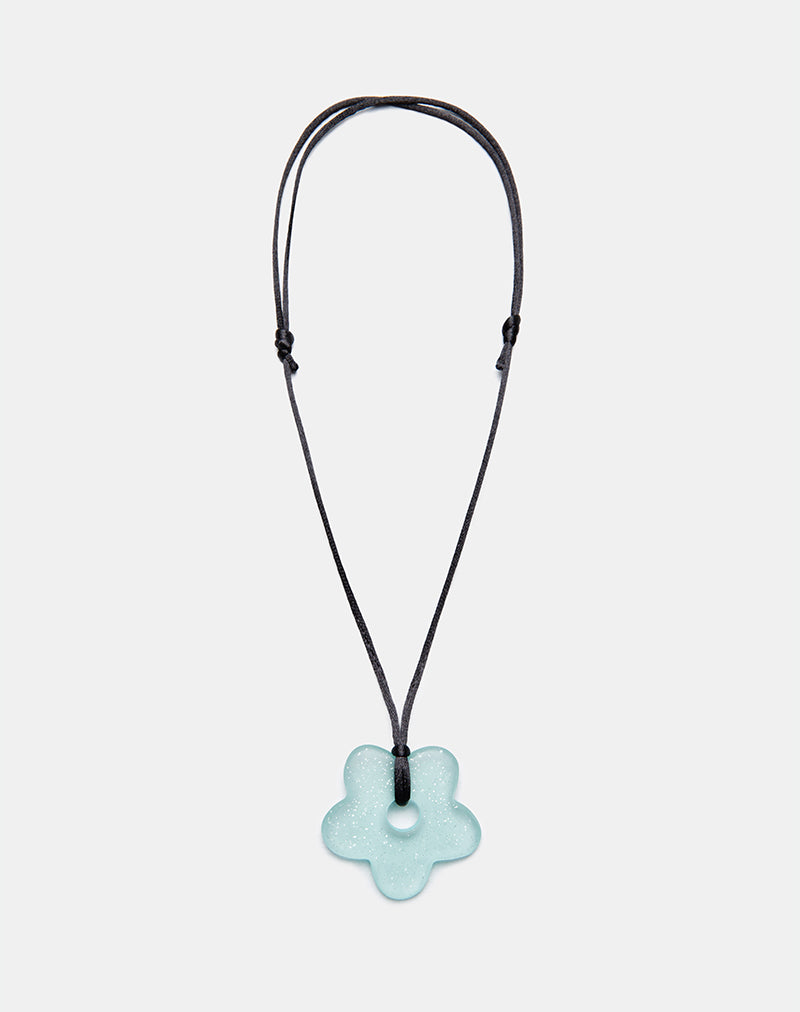 Image of Flower Necklace in Resin Blue