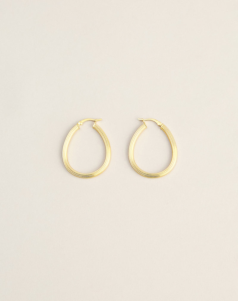 Image of Fluted Oval Gold Plated Hoop Earrings