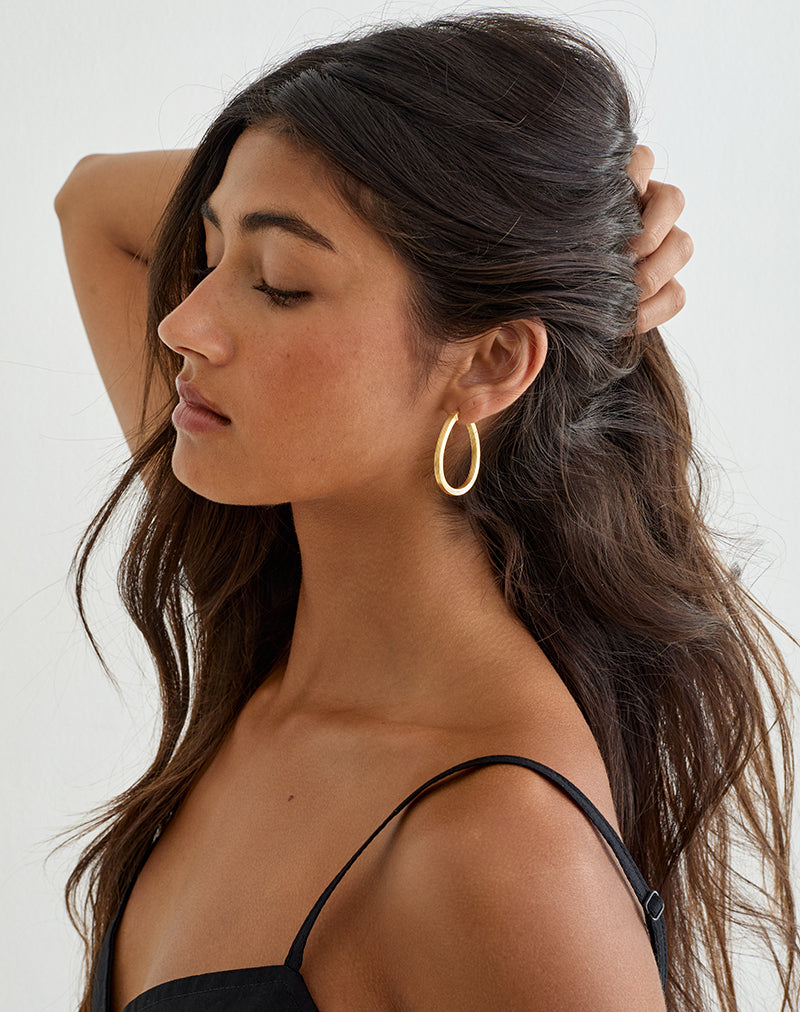 Fluted Oval Gold Plated Hoop Earrings