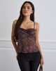 Image of Fierza Cami Top in Doodle Flower Flock Brown