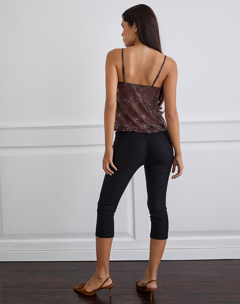 Image of Fierza Cami Top in Doodle Flower Flock Brown