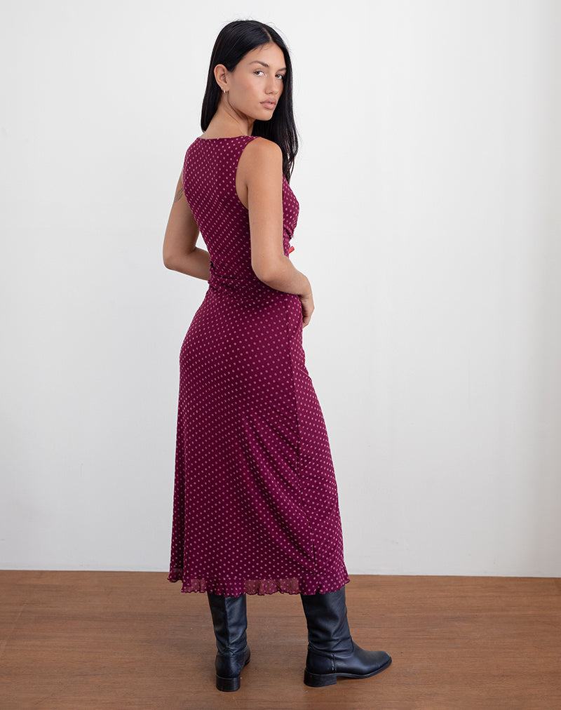 Image of Gabriella Dress in Basic Polka Flock Berry