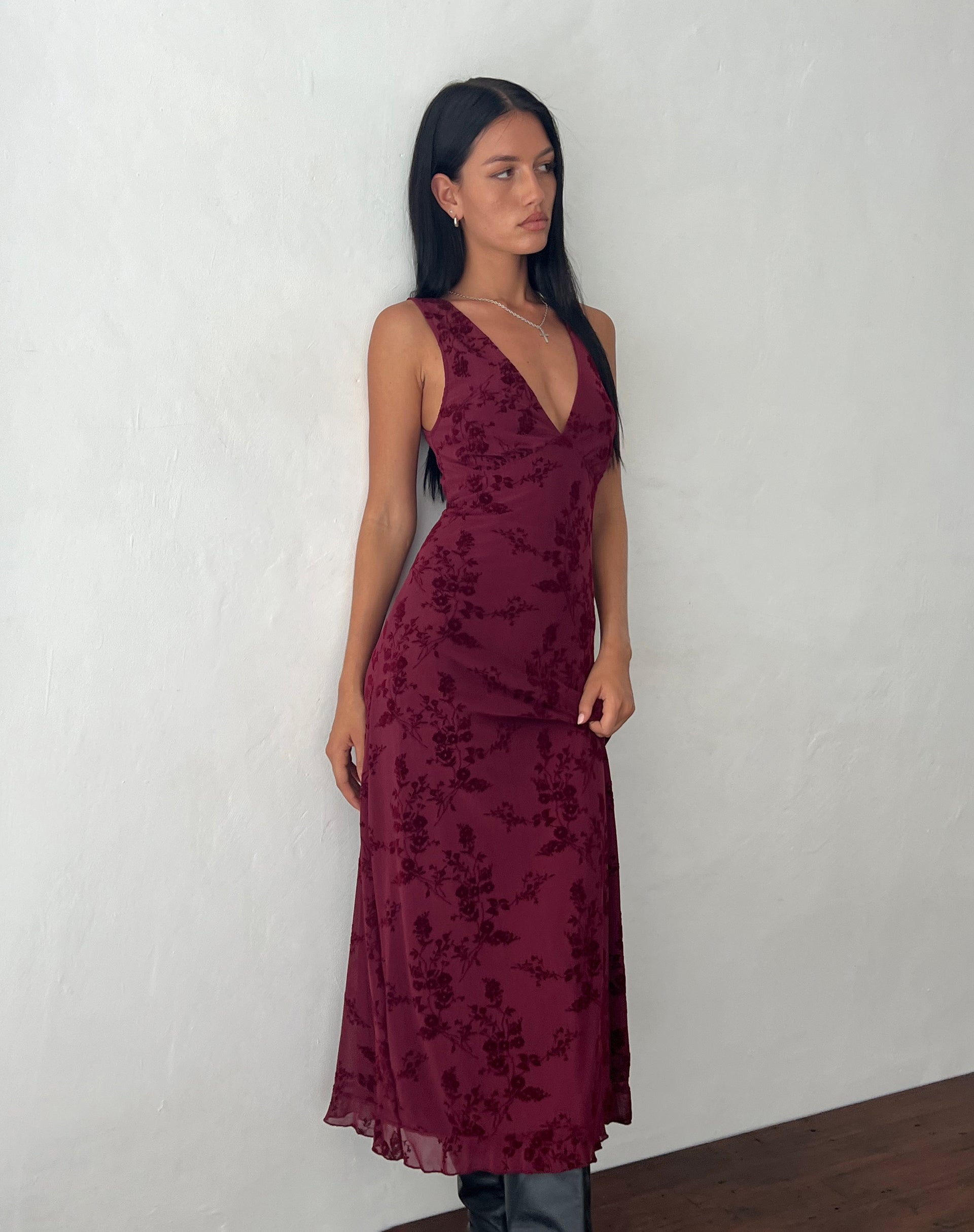 Red Botanical Flower Print Midi Dress | Gabriela motelrocks.com Red Botanical Flower Print Midi Dress | Gabriela motelrocks.com