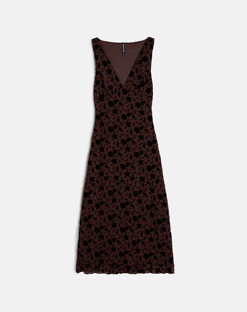Image of Gabriela Midi Dress in Garden Floral Brown