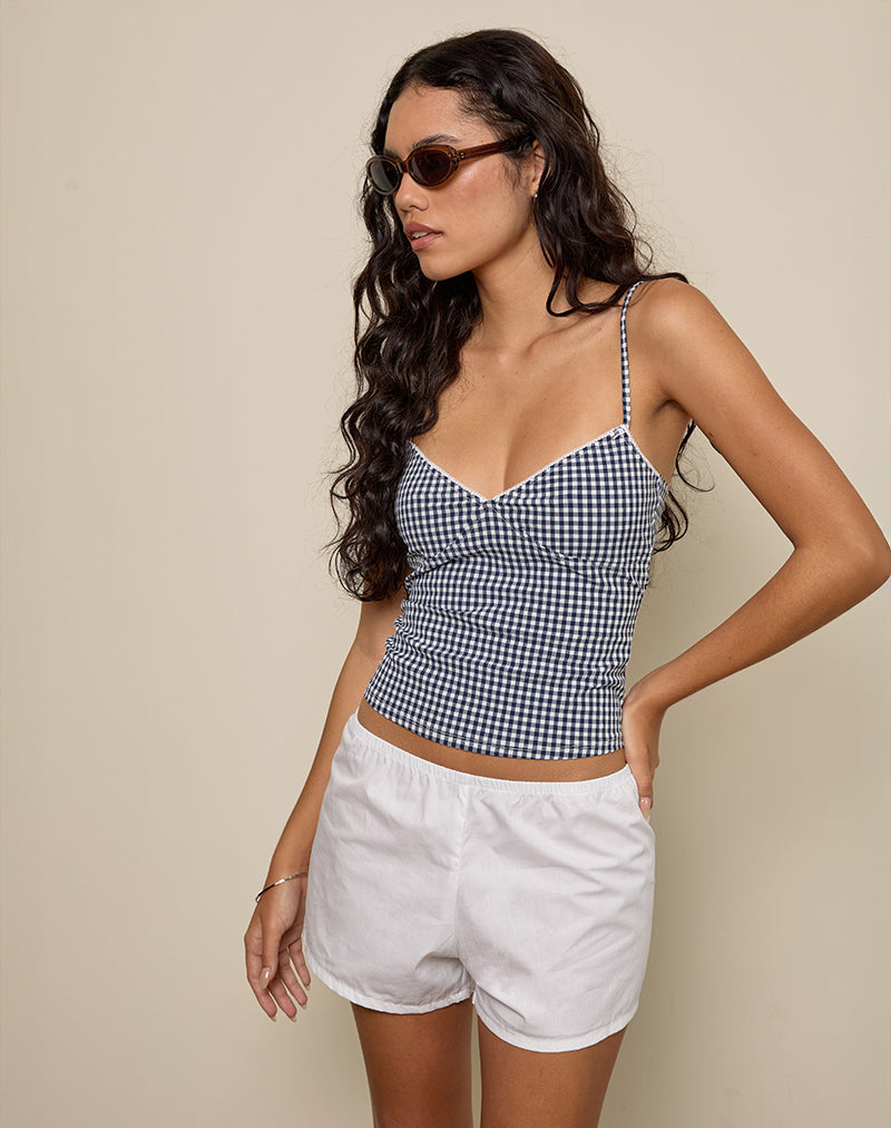 Image of Gaika Cami Top in Seersucker Gingham Navy