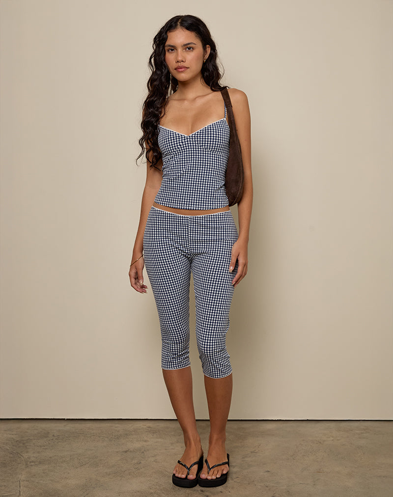 Image of Gaika Cami Top in Seersucker Gingham Navy