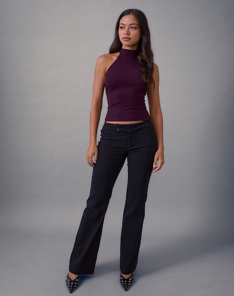 Galile High Neck Top in Jersey Fig