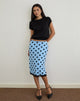 Image of Gamila Midi Skirt in Blue with Polka Space Black