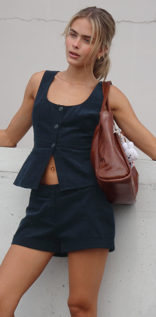 Image of Ganita Vest in Baby Cord Navy