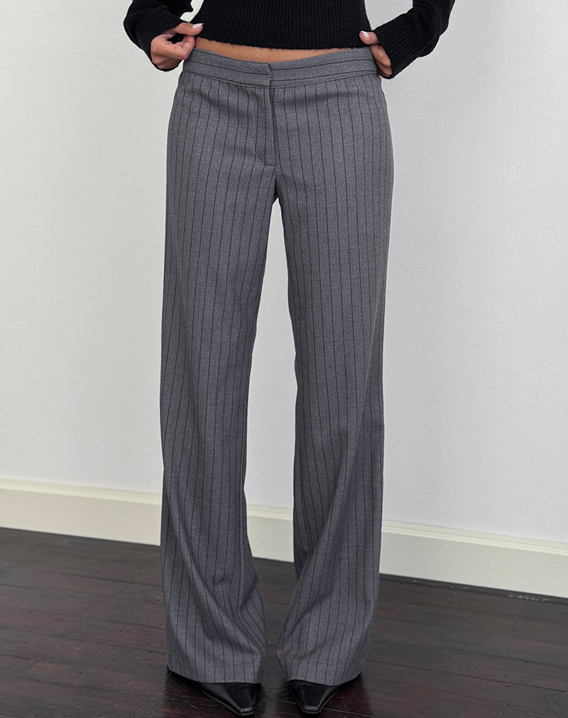 Image of Ganta Slim Trouser in Pinstripe Charcoal