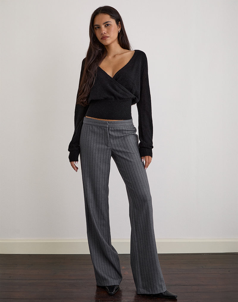Image of Nilza Wrap Top in Knit Black