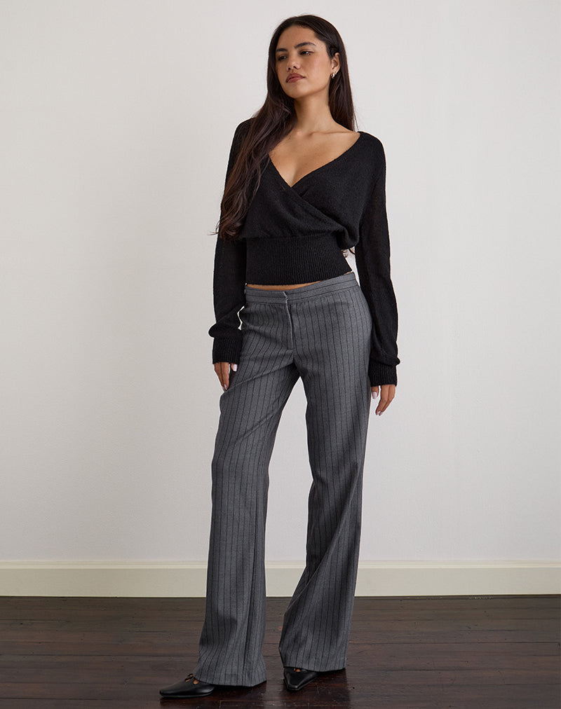 Image of Ganta Slim Trouser in Pinstripe Charcoal