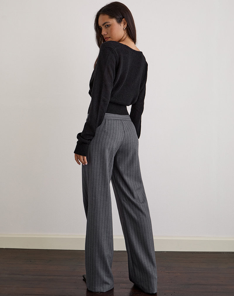 Image of Ganta Slim Trouser in Pinstripe Charcoal