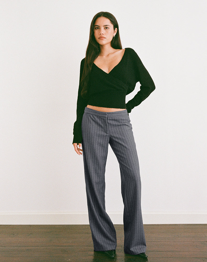 Image of Ganta Slim Trouser in Pinstripe Charcoal