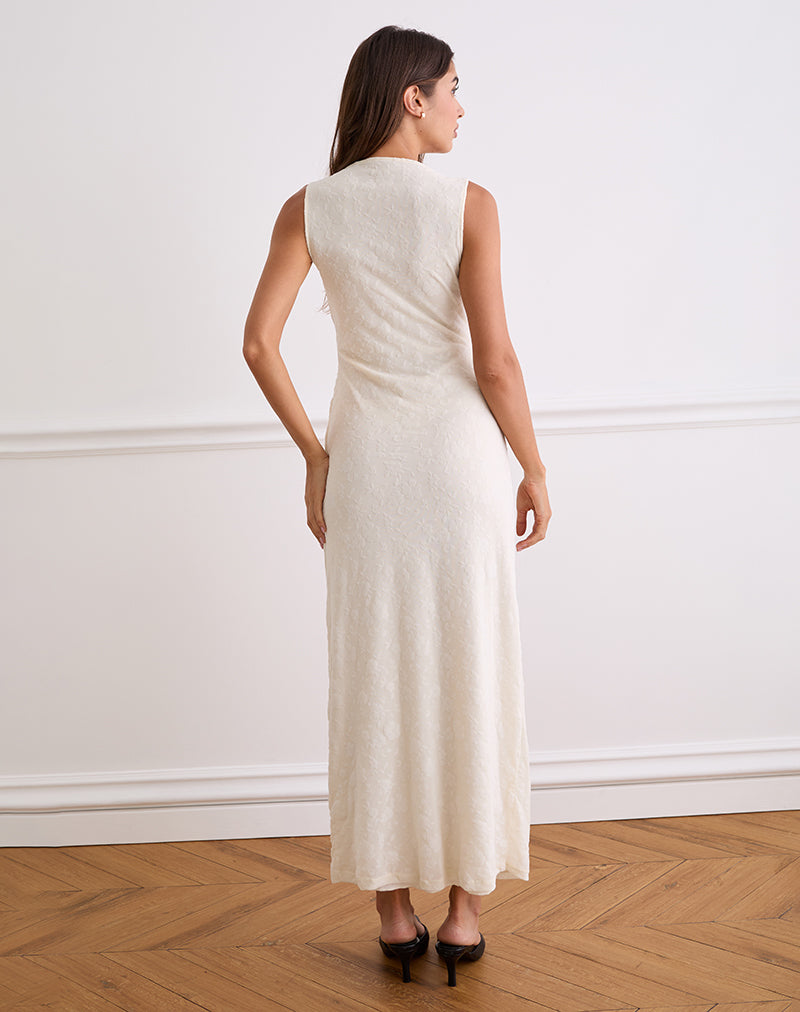 Image of Gerda Maxi Dress in Floral Flock Cream