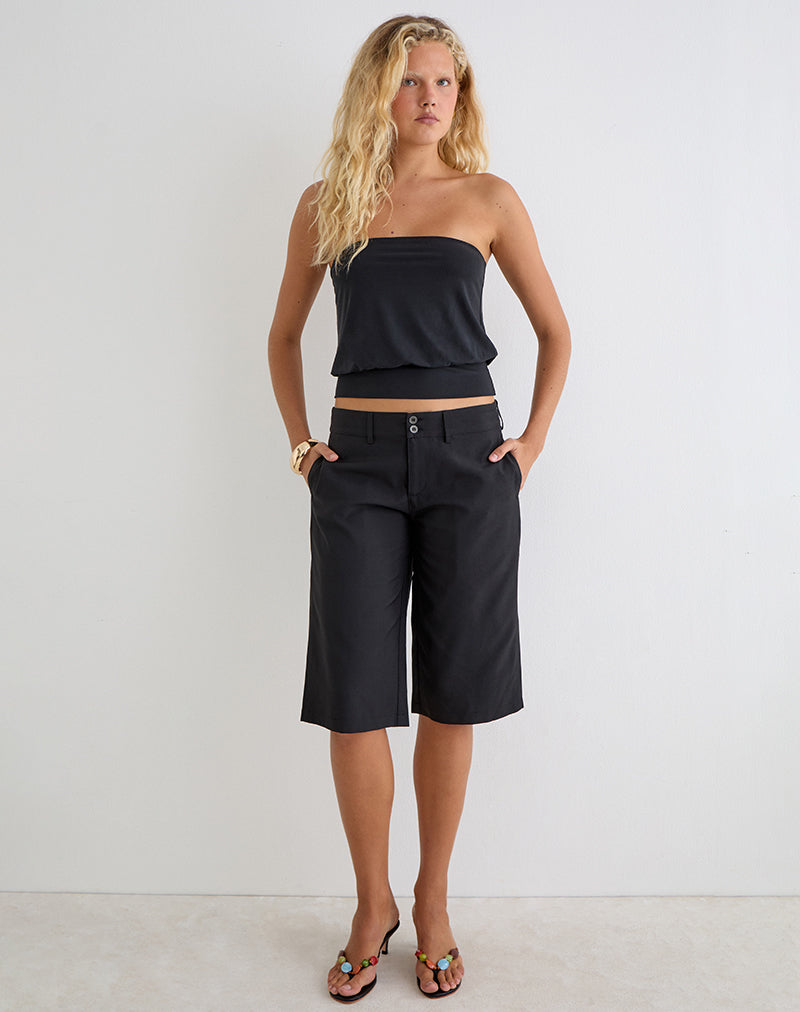 Geza Longline Short in Tailoring Black