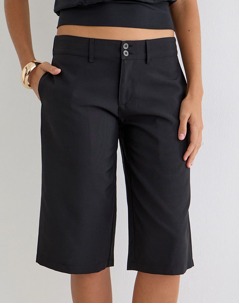 Geza Longline Short in Tailoring Black