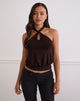 Image of Giunea Knot Halter Top in Bitter Chocolate