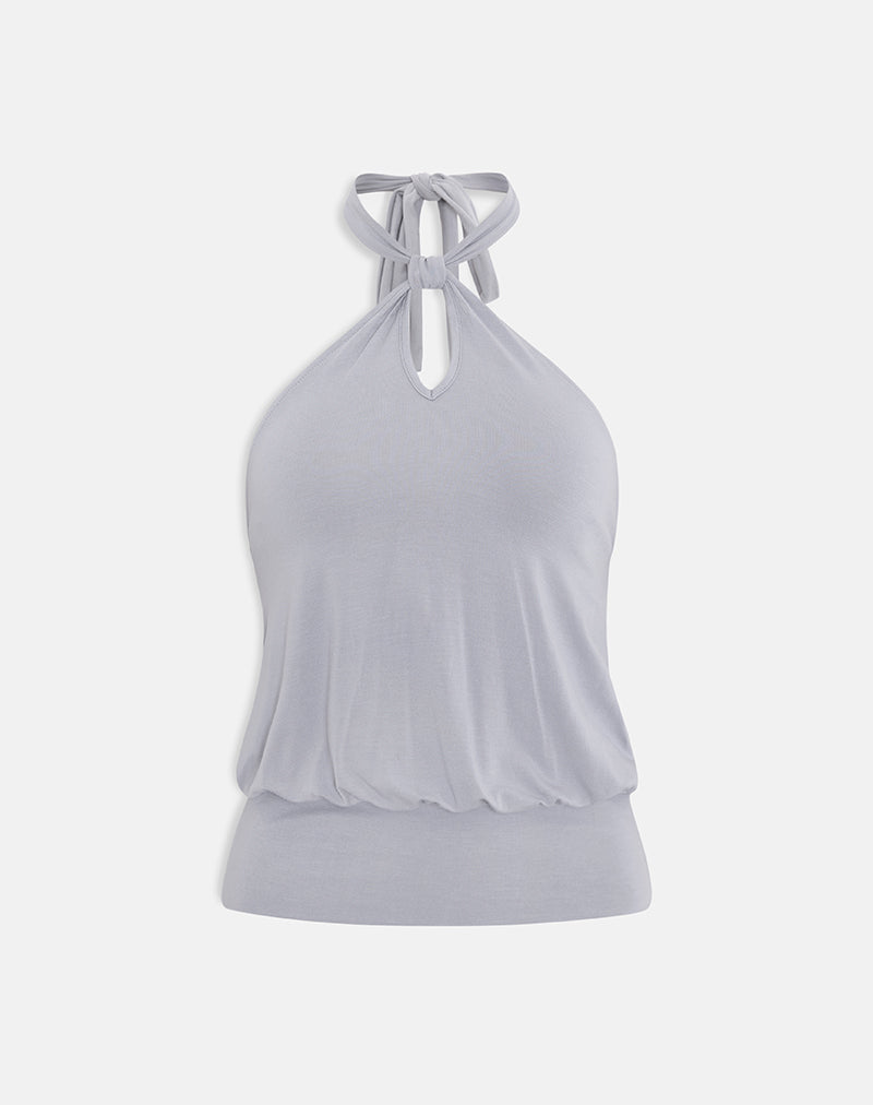 Image of Giunea Knot Halter Top in Lilac Grey