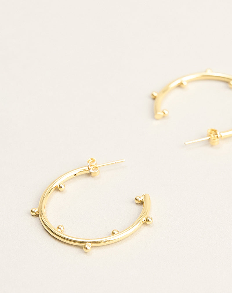 Gold Plated Hoop Earring with Small Beads
