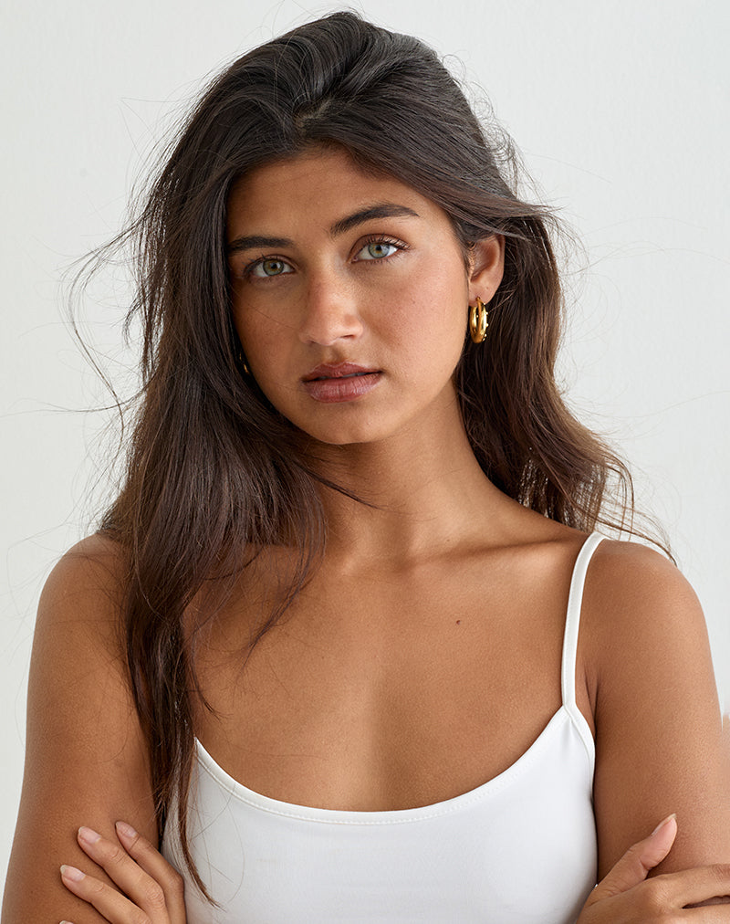 Image of Gold Plated Hoop Earrings with Small Beads
