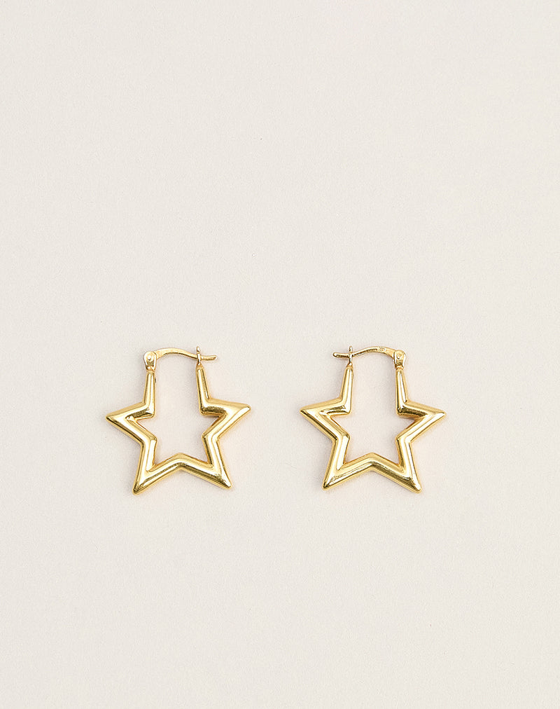 Image of Gold Plated Star Hoop Earrings