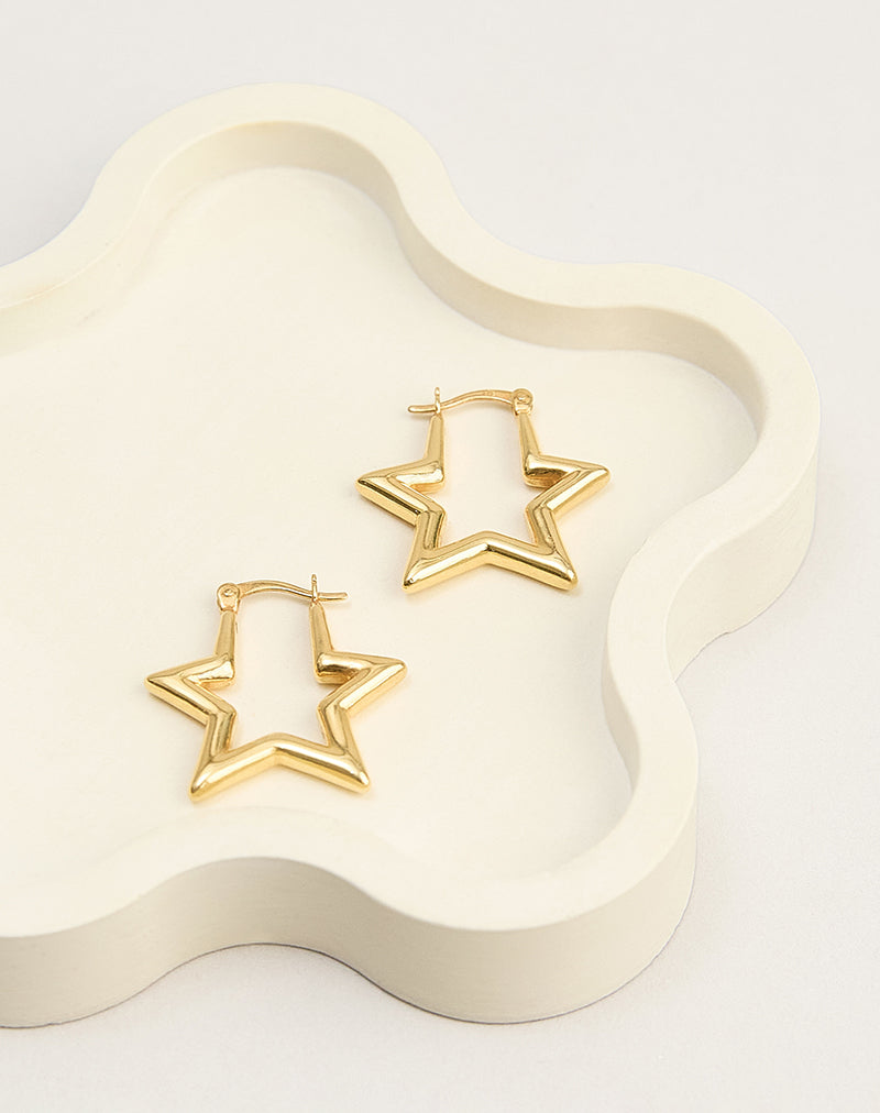 Image of Gold Plated Star Hoop Earrings