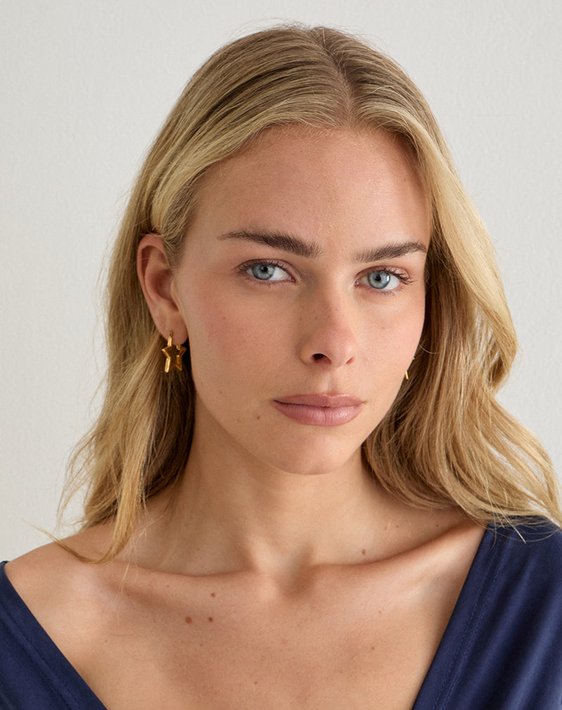 Image of Gold Plated Star Hoop Earrings