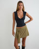 Image of Grecia Tie Mini Skirt in Cupro Khaki