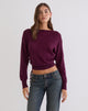 Image of Grisha Long Sleeve Knit Top in Plum
