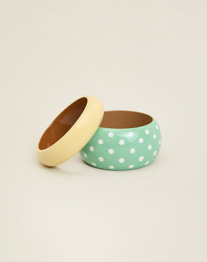 Green Polka Dot Bangle and Yellow Bangle Set