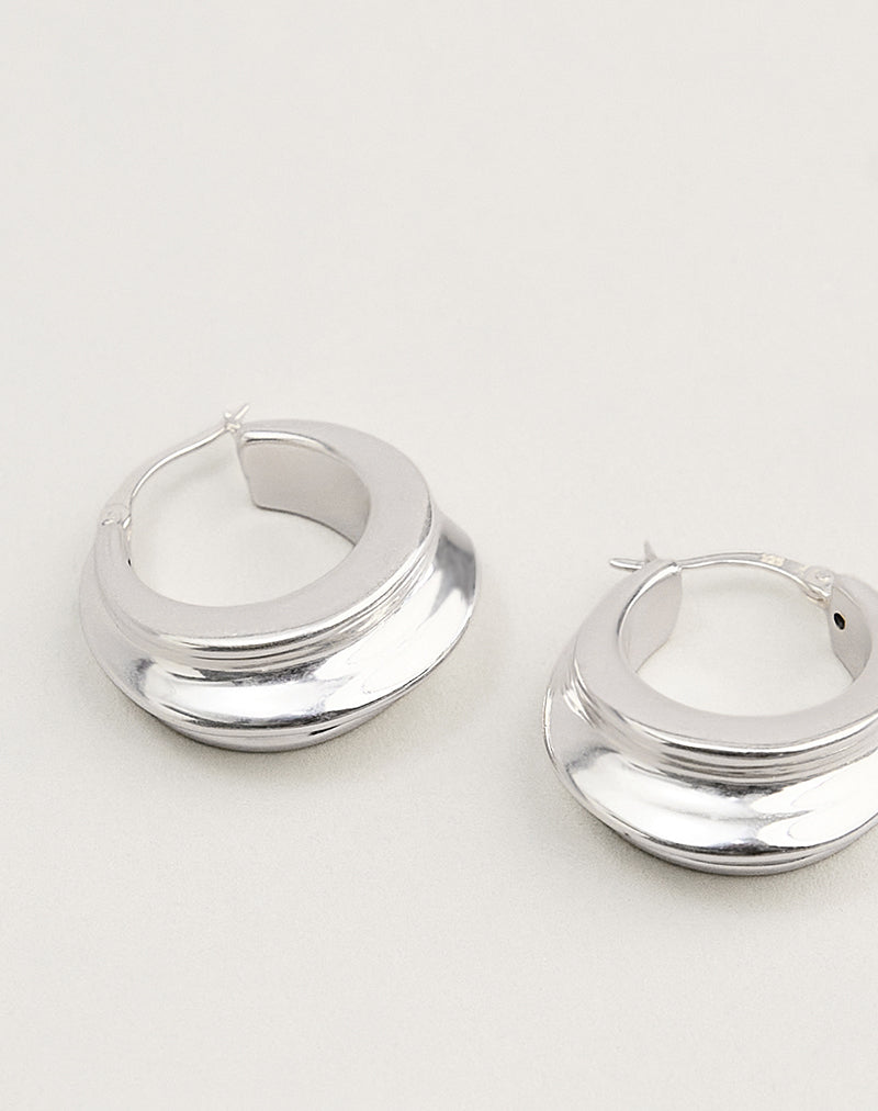 Image of Grooved Silver Sleeper Earrings