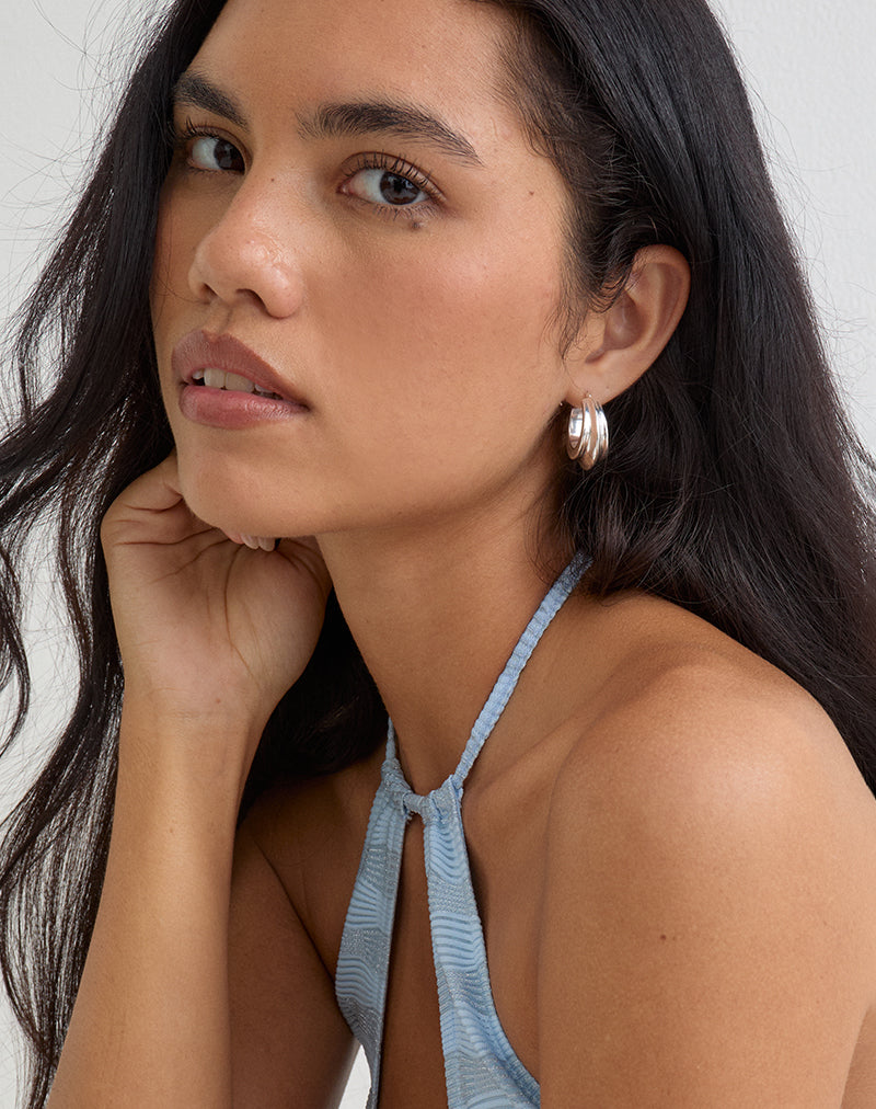 Image of Grooved Silver Sleeper Earrings