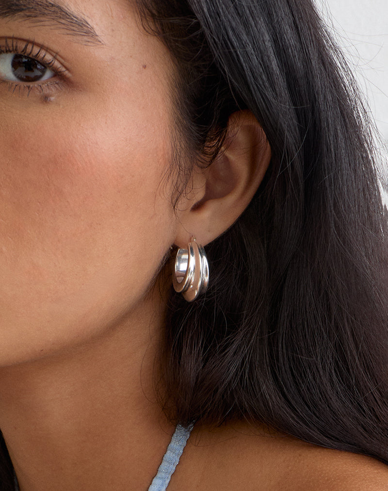 Image of Grooved Silver Sleeper Earrings