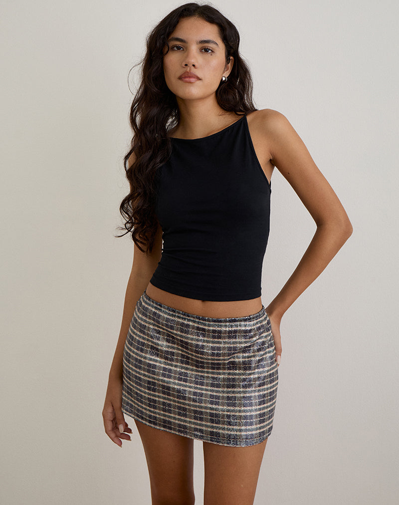 Image of Guizio Mini Skirt in Sequin Vintage Check Brown
