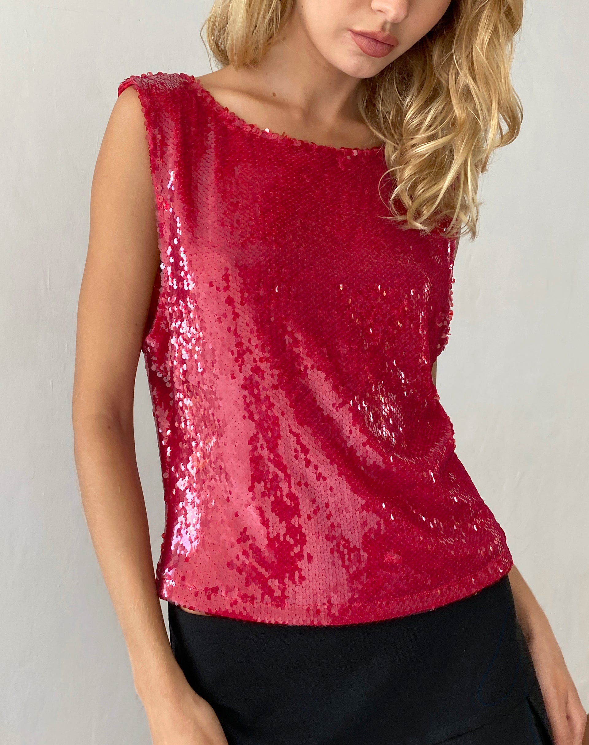Image of Hala Vest Top in Sequin Red