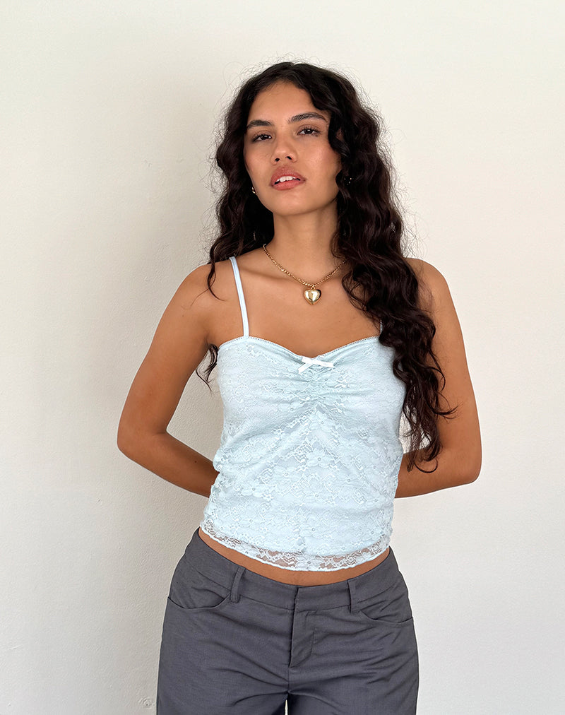 Image of Hali Cami Top in Ice Blue Orchid Lace