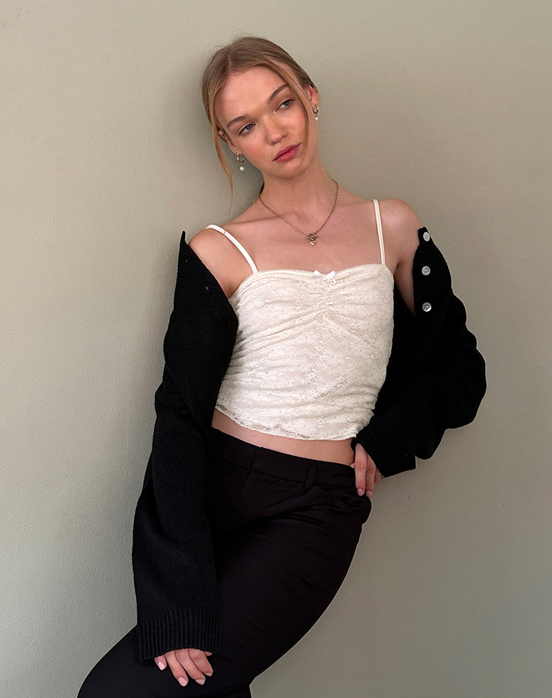 Image of Hali Cami Top in Ivory Orchid Lace