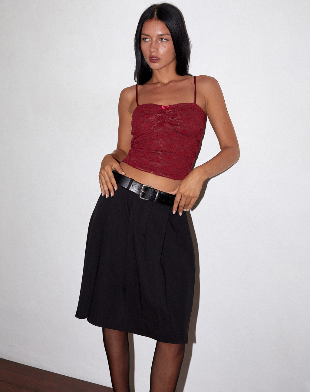 Hali Lace Cami Top in Maroon