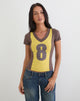 Image of Haloda V Neck Top in Sunflower Coffee Quartz Combination