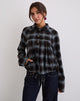 Image of Harana Collar Jacket in Blue and Brown Check