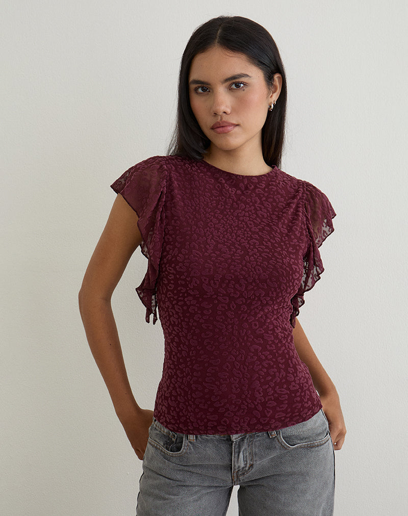 Image of Harsya Top in Flock Mini Leopard Plum