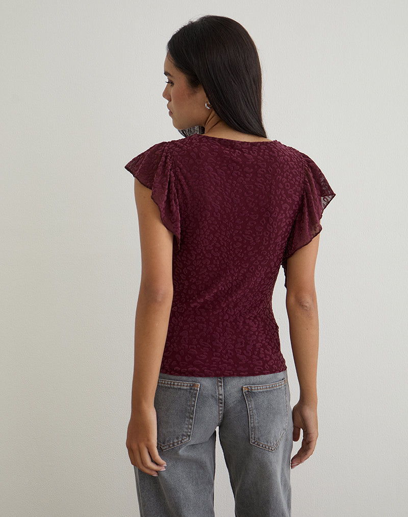Image of Harsya Top in Flock Mini Leopard Plum