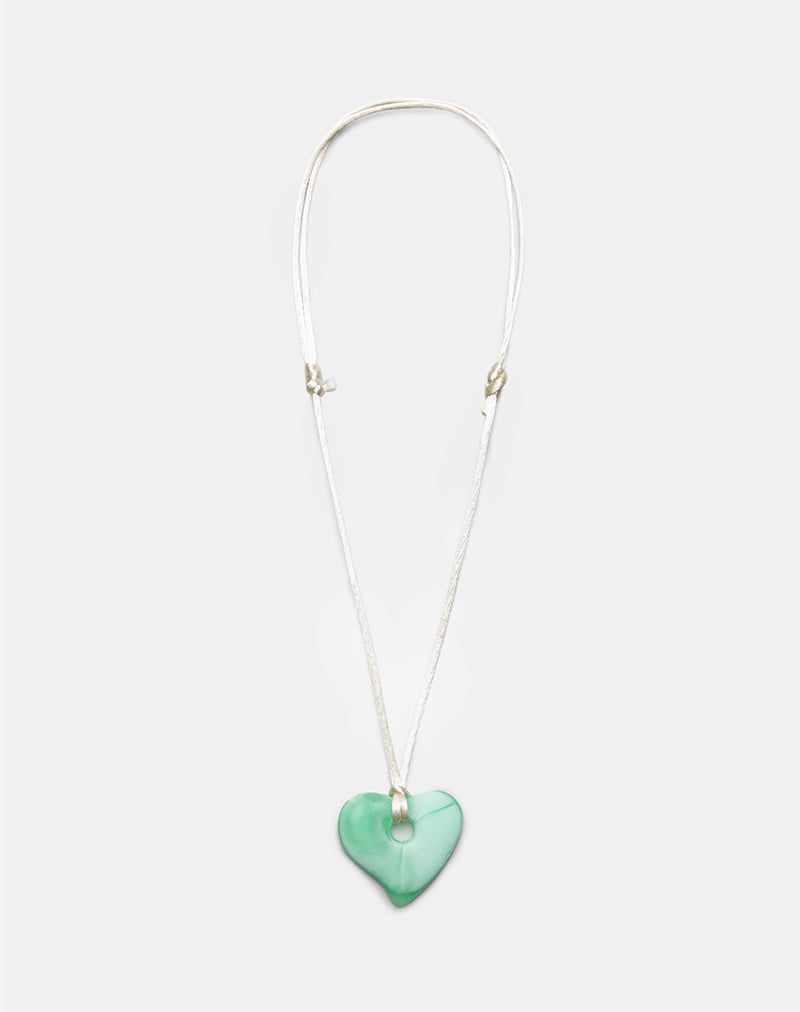 Image of Heart Necklace in Resin Green