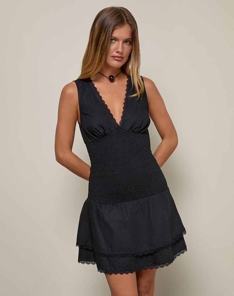 Image of Hevosia Ruched Mini Dress in Black