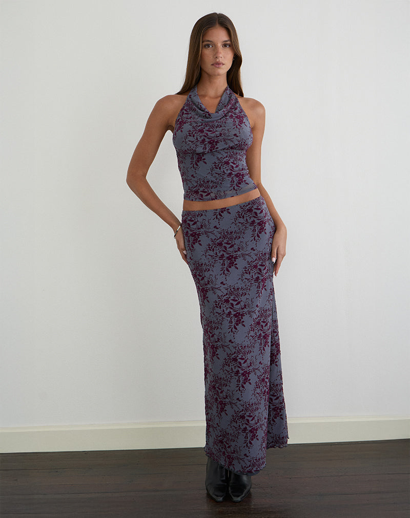 Hineba Top in Fine Leaf Flock Smoke Grey