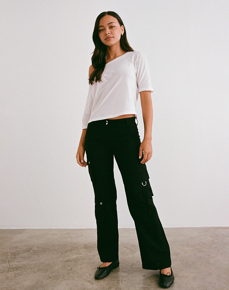 Image of Hojo Linen Cargo Pants in Black